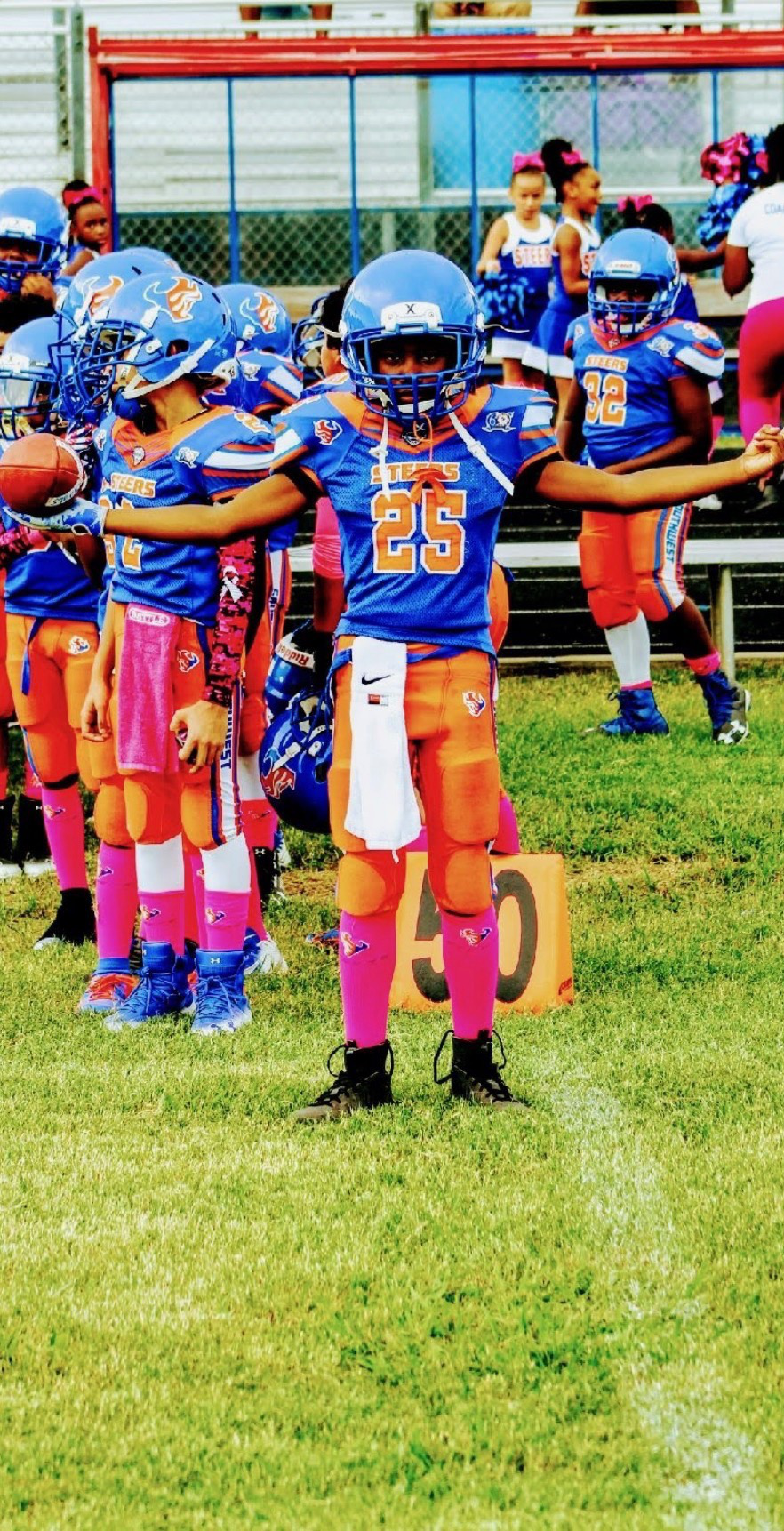 Jayden with the Southwest Steers youth football team